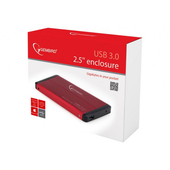 Gembird 2.5'' külső SATA merevlemez ház USB 3.0 piros (EE2-U3S-2-R)