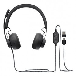 Logitech MSFT Teams Zone Wired mikrofonos fejhallgató fekete (981-000870)