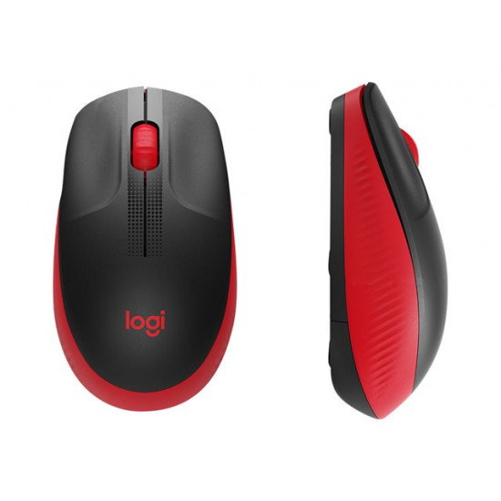 Logitech M190 teljes méretű vezeték nélküli optikai egér piros-fekete (910-005908)