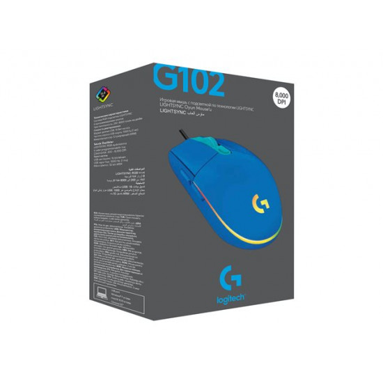 Logitech G102 LIGHTSYNC gaming egér kék (910-005801)