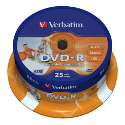VERBATIM 43538 Verbatim DVD-R cake box 25 4.7GB 16x Wide nyomtatható
