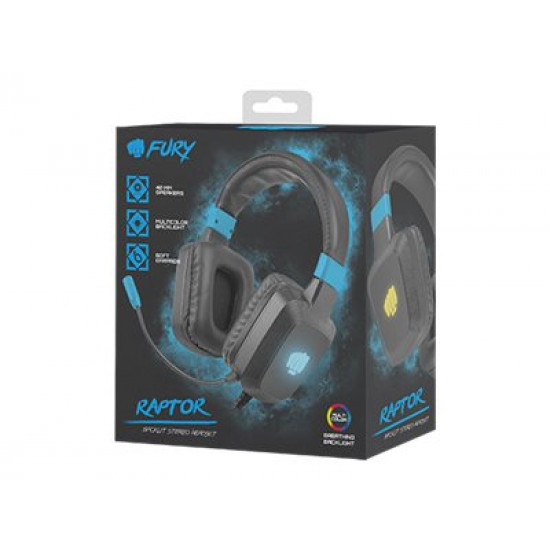 natec Fury Raptor mikrofonos gamer fejhallgató fekete-kék (NFU-1584) natec Fury Raptor mikrofonos gamer fejhallgató fekete-kék (NFU-1584)