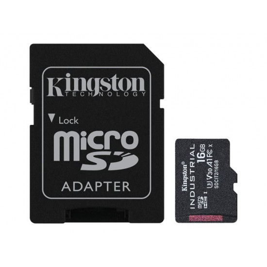 KINGSTON 16GB microSDHC Industrial C10 A1 pSLC Card + SD Adapter KINGSTON 16GB microSDHC Industrial C10 A1 pSLC Card + SD Adapter