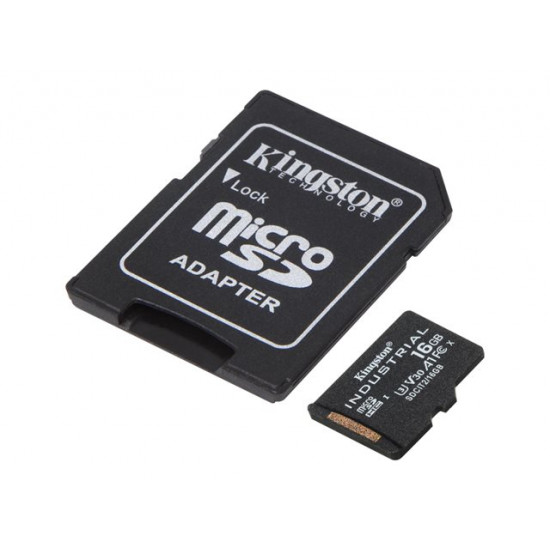 KINGSTON 16GB microSDHC Industrial C10 A1 pSLC Card + SD Adapter KINGSTON 16GB microSDHC Industrial C10 A1 pSLC Card + SD Adapter