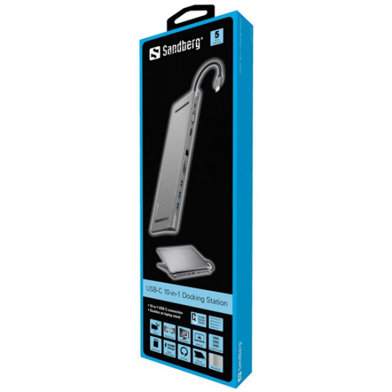 SANDBERG USB-C tartozék, USB-C 10-in-1 Docking Station (136-31) SANDBERG USB-C tartozék, USB-C 10-in-1 Docking Station (136-31)