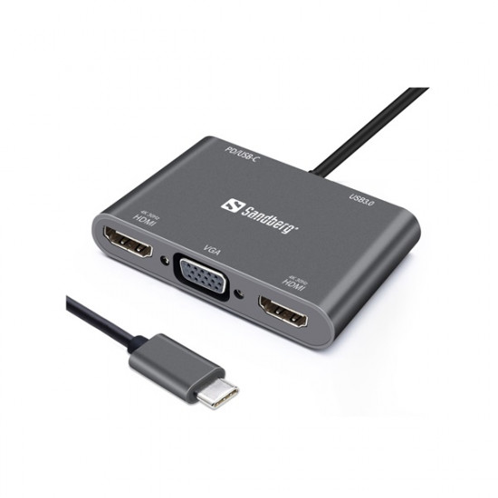 SANDBERG USB Type-C Dokkoló, 2x HDMI/VGA/USB/PD (136-35) SANDBERG USB Type-C Dokkoló, 2x HDMI/VGA/USB/PD (136-35)