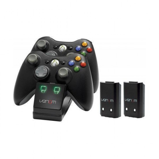 Venom Xbox 360 dupla töltőállomás akkumulátorokkal fekete (VS2891) Venom Xbox 360 dupla töltőállomás akkumulátorokkal fekete (VS2891)