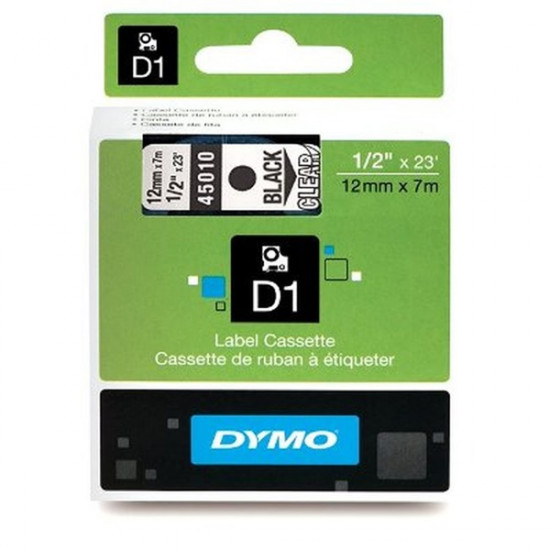 Dymo D1 12mmx7m áttetsző/fekete feliratozógép szalag Dymo D1 12mmx7m áttetsző/fekete feliratozógép szalag