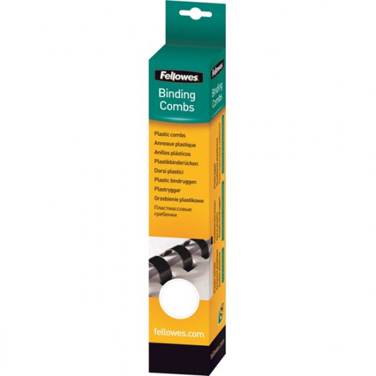 FELLOWES plastic comb round back 21 rings white 10mm FELLOWES plastic comb round back 21 rings white 10mm
