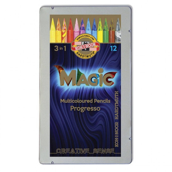 Koh-I-Noor 8772 Progresso Magic henger alakú 12db-os vegyes színű színes ceruza (7140110004) Koh-I-Noor 8772 Progresso Magic henger alakú 12db-os vegyes színű színes ceruza (7140110004)