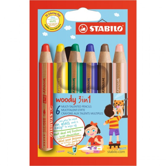 Stabilo Woody 6db-os 3in1 vegyes színű krétaceruza (8806) Stabilo Woody 6db-os 3in1 vegyes színű krétaceruza (8806)
