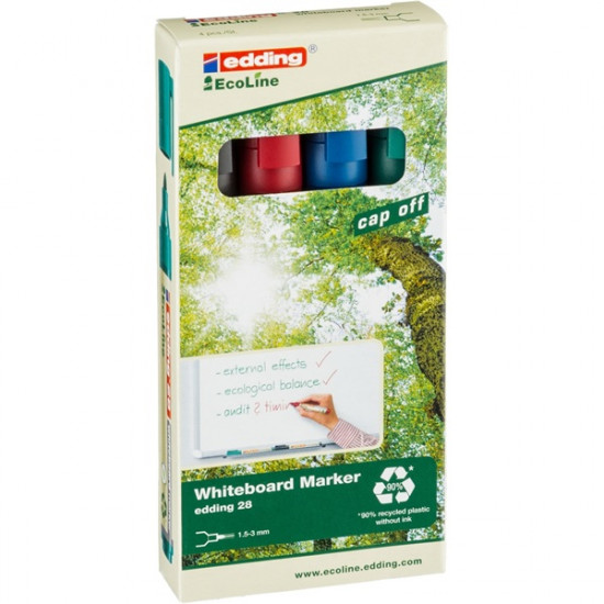 Edding 28 Ecoline 4db-os vegyes színű táblamarker készlet (7580178004) Edding 28 Ecoline 4db-os vegyes színű táblamarker készlet (7580178004)