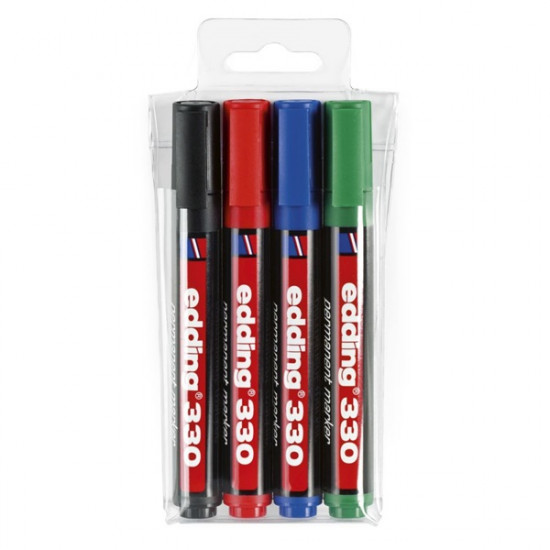 Edding 330 4db-os 1-5mm vegyes színű permanent marker készlet (7580018004) Edding 330 4db-os 1-5mm vegyes színű permanent marker készlet (7580018004)