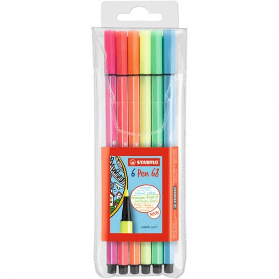 Stabilo Pen 68 neon 6db-os vegyes színű filctoll készlet (6806-1) Stabilo Pen 68 neon 6db-os vegyes színű filctoll készlet (6806-1)