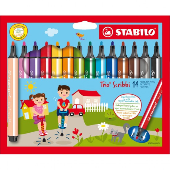 Stabilo Trio Scribbi 14db-os vegyes színű filctoll készlet (368/14-01) Stabilo Trio Scribbi 14db-os vegyes színű filctoll készlet (368/14-01)
