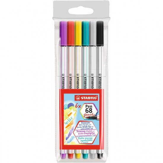 Stabilo Pen 68 brush 6db-os vegyes színű ecsetfilc (568/06-11) Stabilo Pen 68 brush 6db-os vegyes színű ecsetfilc (568/06-11)