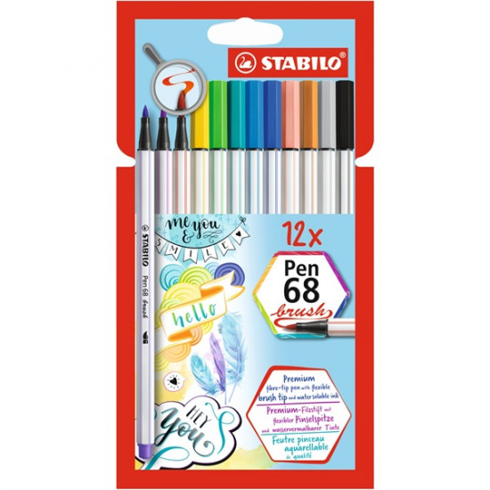 Stabilo Pen 68 brush 12db-os vegyes színű ecsetfilc (568/12-21) Stabilo Pen 68 brush 12db-os vegyes színű ecsetfilc (568/12-21)