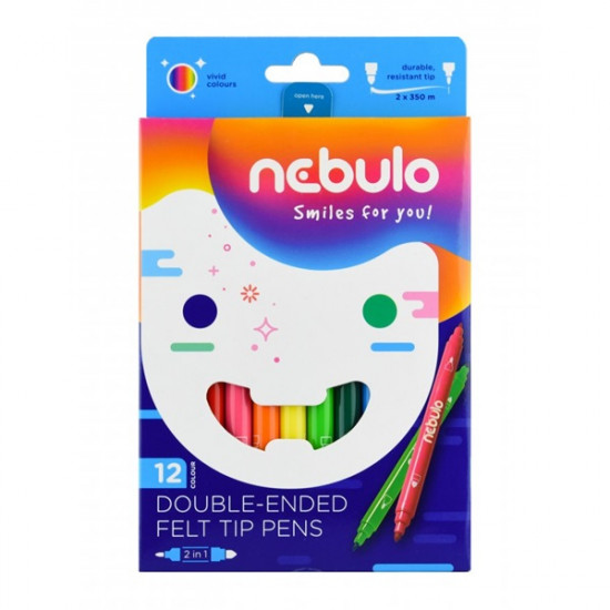 Nebuló Kétvégű filctoll 12db-os szett (NFT-2X-12) Nebuló Kétvégű filctoll 12db-os szett (NFT-2X-12)