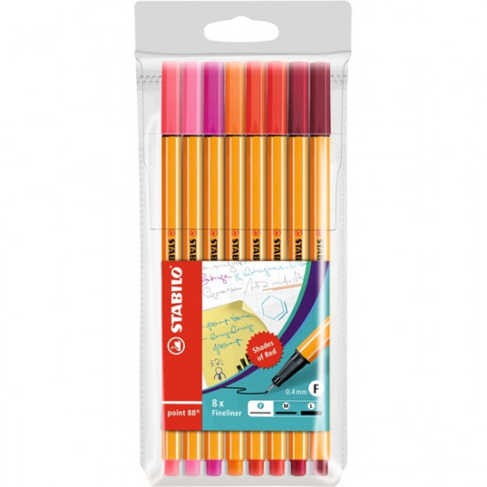 STABILO Point 88 tűfilc készlet 0,4mm 8 különböző piros árnyalat (88/8-02) STABILO Point 88 tűfilc készlet 0,4mm 8 különböző piros árnyalat (88/8-02)