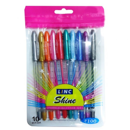 Linc Shine Glitter 10db-os vegyes színű zseléstoll (LNV3090) Linc Shine Glitter 10db-os vegyes színű zseléstoll (LNV3090)