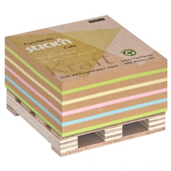 StickN KraftCube 76x76mm 400lap újrahasznosított színes öntapadó jegyzettömb (21817) StickN KraftCube 76x76mm 400lap újrahasznosított színes öntapadó jegyzettömb (21817)