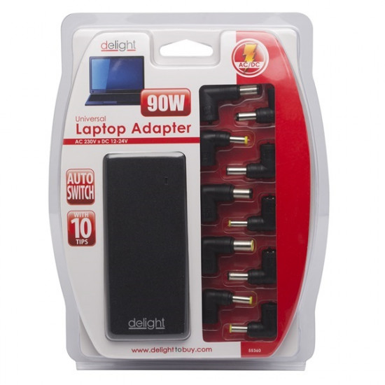 Delight Univerzális notebook töltő adapter tápkábellel (55360) Delight Univerzális notebook töltő adapter tápkábellel (55360)