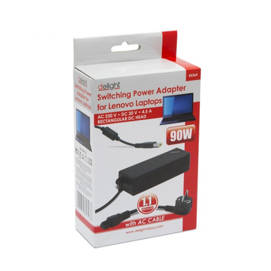 Delight 90W Lenovo notebook töltő adapter tápkábellel (55364) Delight 90W Lenovo notebook töltő adapter tápkábellel (55364)