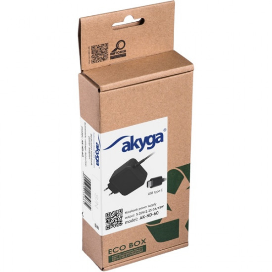 Akyga Notebook Tápegység Unierzális USB-C 45W (AK-ND-60)