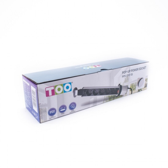 TOO PPS-310-5S IP20, 5x 2P+F, ezüst asztalba süllyeszthető elosztó TOO PPS-310-5S IP20, 5x 2P+F, ezüst asztalba süllyeszthető elosztó