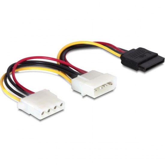 Delock SATA HDD - 2x 4pin Molex apa - anya hálózati kábel, 0.16m (60103) Delock SATA HDD - 2x 4pin Molex apa - anya hálózati kábel, 0.16m (60103)