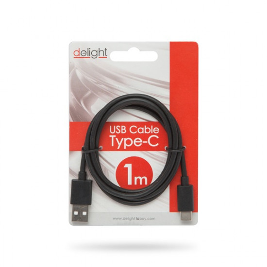 Delight USB Type-C kábel, 1m, fekete (55550BK-1)