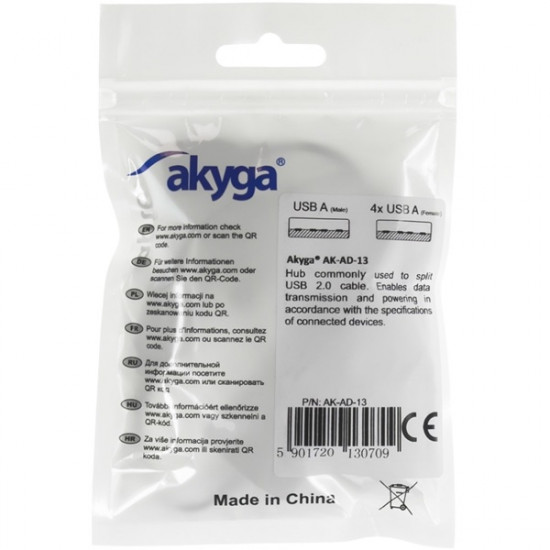 Akyga 4 portos USB 2.0 HUB (AK-AD-13) Akyga 4 portos USB 2.0 HUB (AK-AD-13)