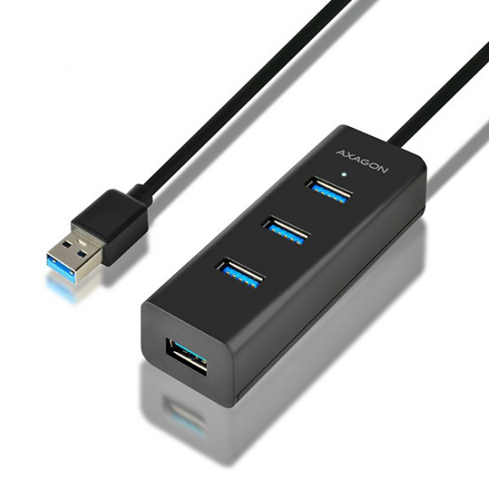 Axagon 4 portos USB 3.0 HUB gyorstöltéssel, 1.2m (HUE-S2BL) Axagon 4 portos USB 3.0 HUB gyorstöltéssel, 1.2m (HUE-S2BL)