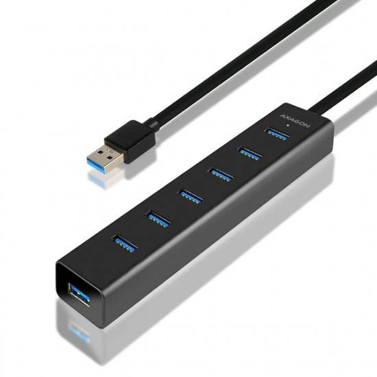 Axagon 7 portos USB 3.0 hub gyorstöltéssel (HUE-SA7BP) Axagon 7 portos USB 3.0 hub gyorstöltéssel (HUE-SA7BP)