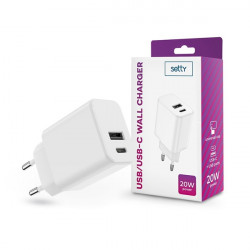 Setty 20W Type-C/USB fehér hálózati töltő (TF-0121)