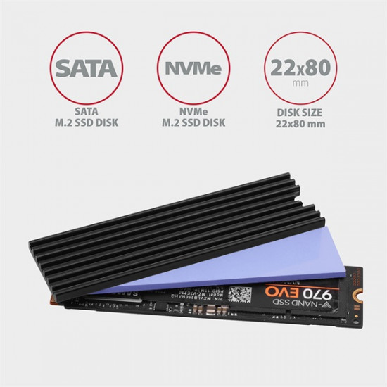 Axagon CLR-M2L3 passzív M.2 SSD hűtőborda fekete Axagon CLR-M2L3 passzív M.2 SSD hűtőborda fekete