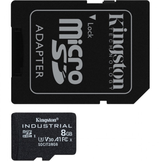 KINGSTON 8GB microSDHC Industrial C10 A1 pSLC Card + SD Adapter KINGSTON 8GB microSDHC Industrial C10 A1 pSLC Card + SD Adapter