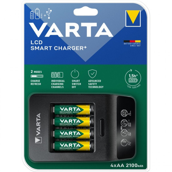 Varta LCD Smart-Plus NiMH Mikro (AAA), Ceruza (AA) Hengeres akku töltő Akkumulátorokkal (57684101441) Varta LCD Smart-Plus NiMH Mikro (AAA), Ceruza (AA) Hengeres akku töltő Akkumulátorokkal (57684101441)