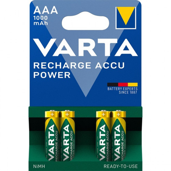 Varta Ready To Use AAA Ni-Mh 1000 mAh ceruza akku (4db/csomag) Varta Ready To Use AAA Ni-Mh 1000 mAh ceruza akku (4db/csomag)