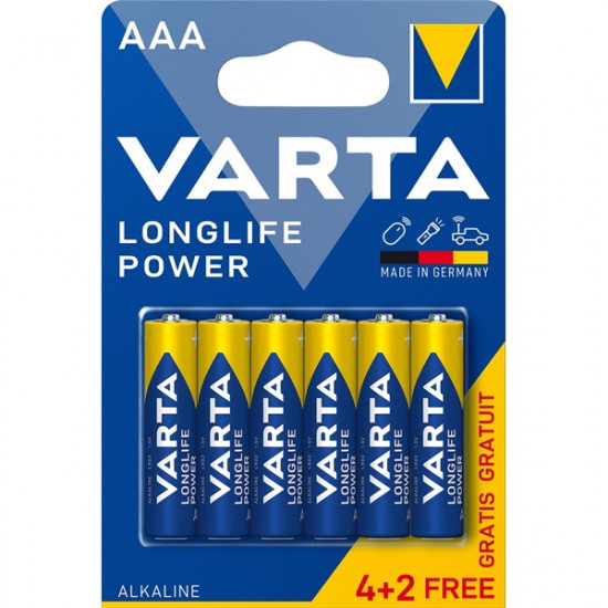 Varta Helps Longlife Power AAA (LR03) mikro ceruzaelem 4+2db (4903121436) Varta Helps Longlife Power AAA (LR03) mikro ceruzaelem 4+2db (4903121436)