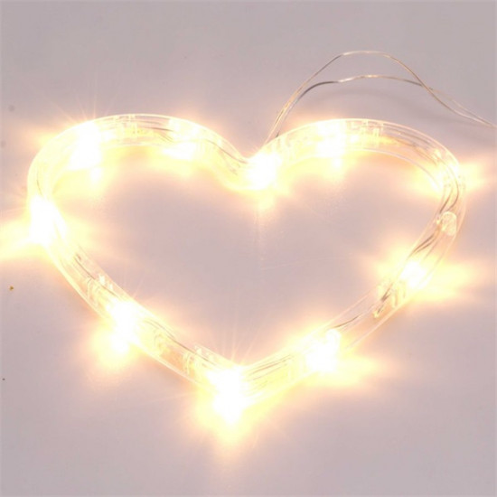 Szív alakú 16x17cm/meleg fehér LED-es tapadókorongos fénydekoráció (305-02)