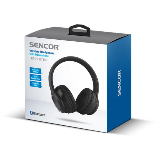 Sencor SEP 710BT BK Bluetooth fekete fejhallgató Sencor SEP 710BT BK Bluetooth fekete fejhallgató