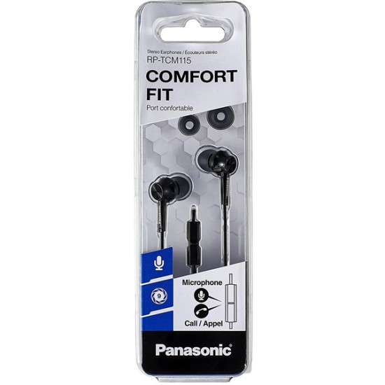 Panasonic mikrofonos fülhallgató - fekete (RP-TCM115E-K) Panasonic mikrofonos fülhallgató - fekete (RP-TCM115E-K)