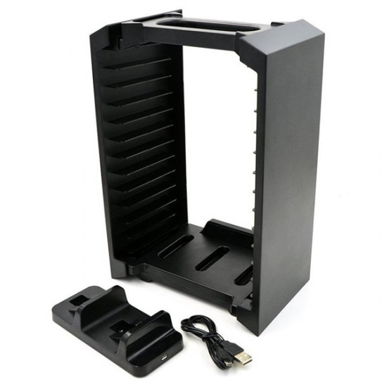 FroggieX Charge & Disc Tower PS4 játék tartó és dupla töltő állvány fekete (FX-P4-C1-B) FroggieX Charge & Disc Tower PS4 játék tartó és dupla töltő állvány fekete (FX-P4-C1-B)