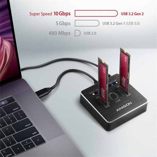 Axagon ADSA-M2C 2x M.2 SSD dokkoló fekete Axagon ADSA-M2C 2x M.2 SSD dokkoló fekete