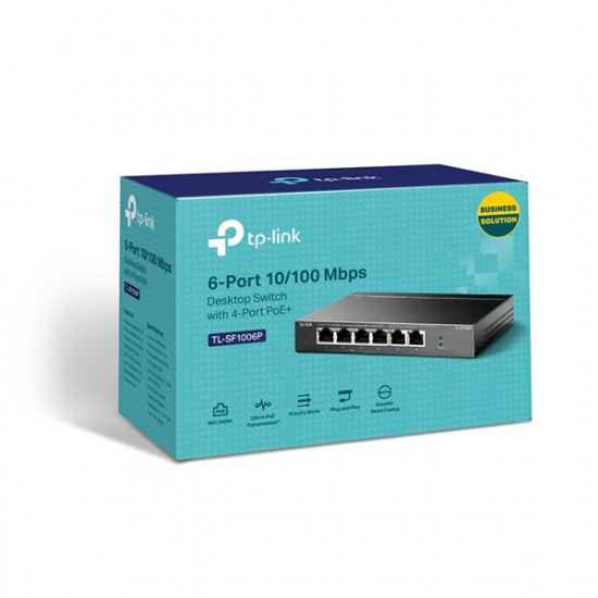 TP-Link TL-SF1006P 10/100Mbps 4 portos PoE+ switch TP-Link TL-SF1006P 10/100Mbps 4 portos PoE+ switch