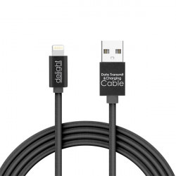 Delight iPhone Lightning adatkábel LED fénnyel 1m, fekete (55442I-BK)