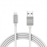 Delight iPhone Lightning adatkábel LED fénnyel 1m, ezüst (55442I-WH)