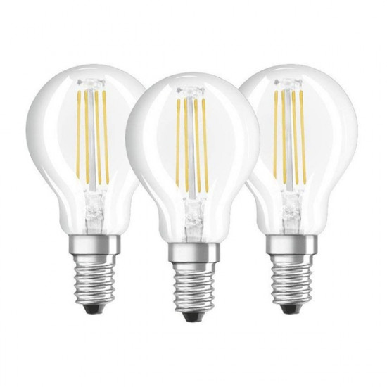Osram Base átlátszó üveg búra/4W/470lm/4000K/E14 LED kisgömb izzó 3 db (4058075819733)