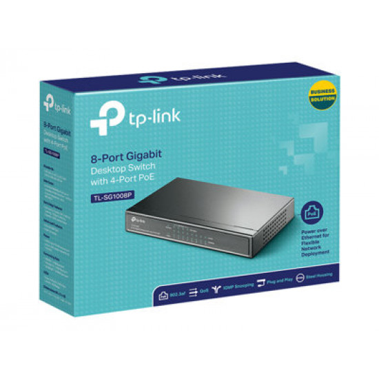 TP-Link TL-SG1008P 10/100/1000Mbps 8 portos switch TP-Link TL-SG1008P 10/100/1000Mbps 8 portos switch